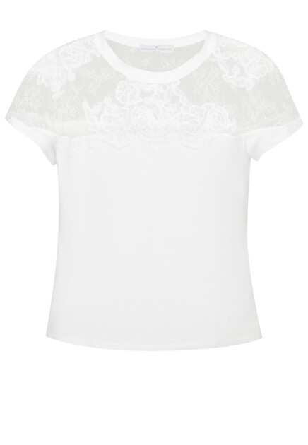 Хлопковая футболка с кружевом ERMANNO SCERVINO