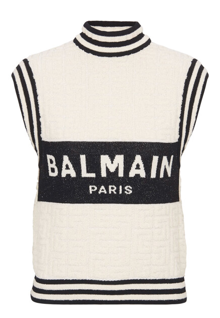 Трикотажный жилет с крупным логотипом  BALMAIN
