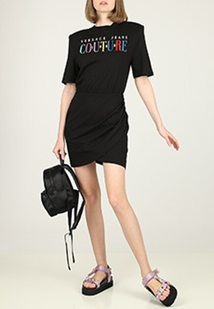 Хлопковое мини-платье с драпировкой VERSACE JEANS COUTURE