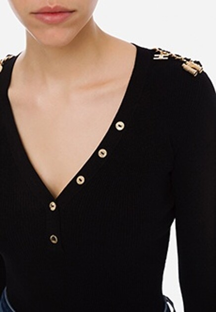 Трикотажный пуловер в рубчик ELISABETTA FRANCHI