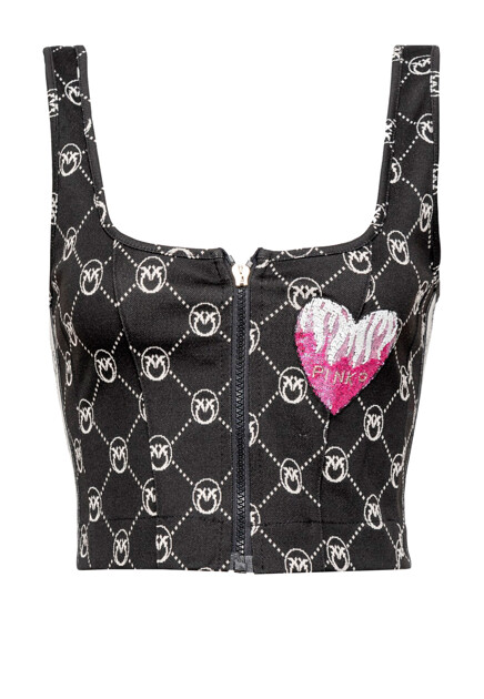 Топ с жаккардовым узором Love Birds Monogram PINKO