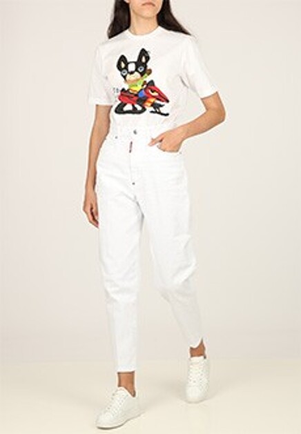 Белая футболка с рисунком DSQUARED2