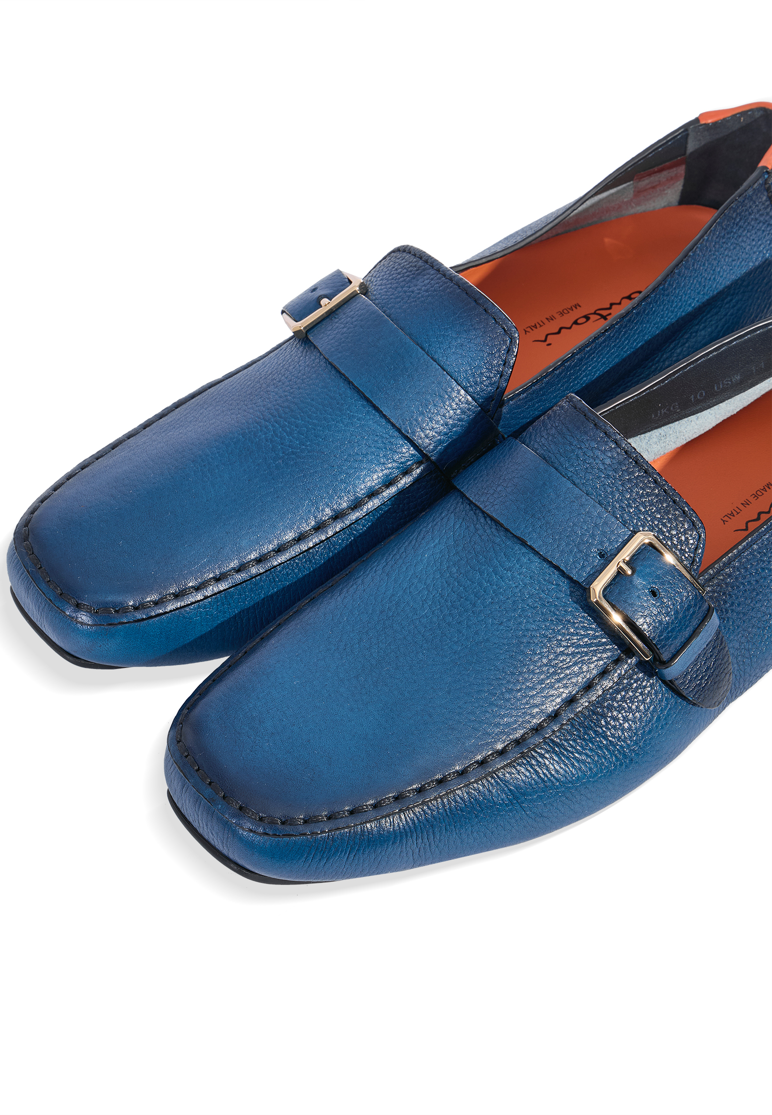 Мокасины SANTONI  - Кожа - цвет синий