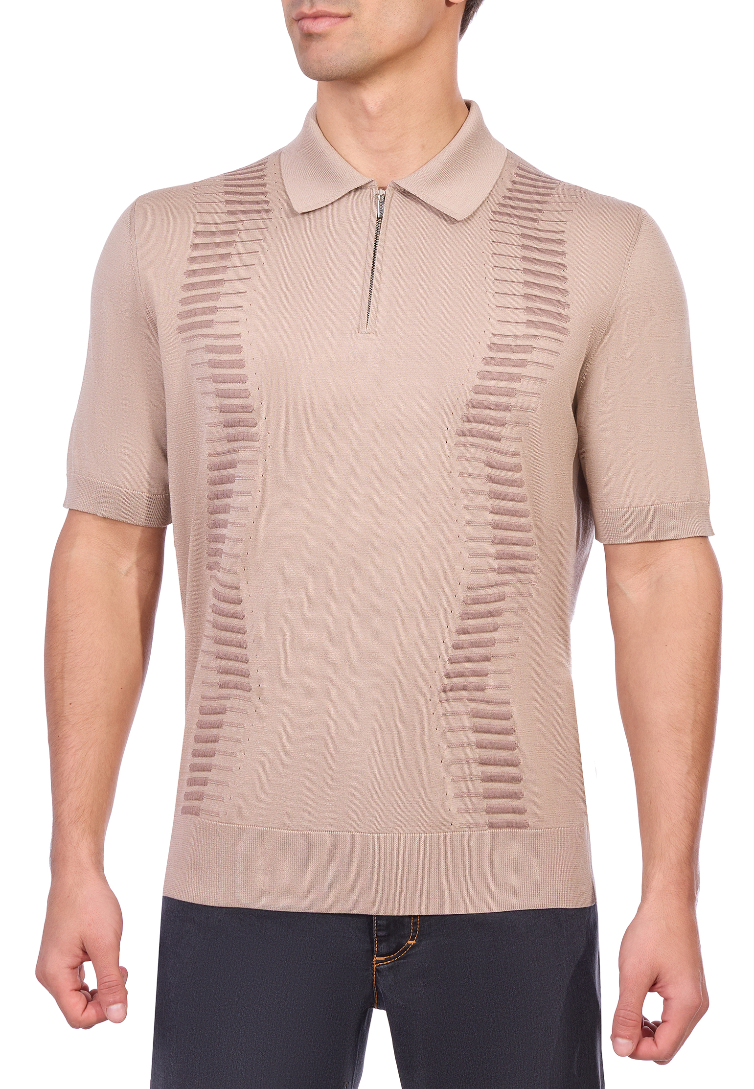 Футболка ZILLI  - Хлопок, Шелк - цвет бежевый