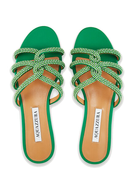 Сланцы с декором из страз AQUAZZURA - ИТАЛИЯ