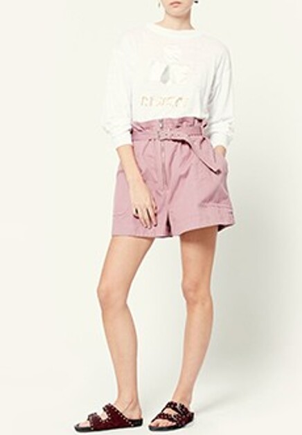 Розовые шорты из хлопка и льна ISABEL MARANT ÉTOILE