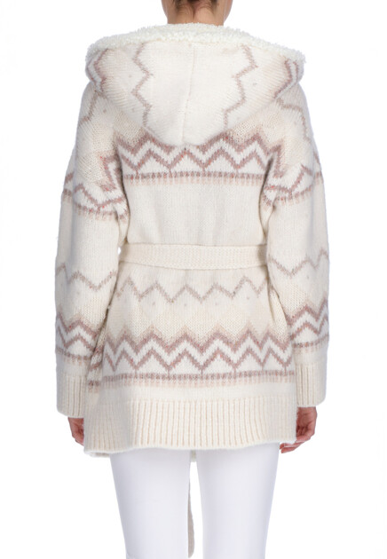 Утепленный кардиган с капюшоном ERMANNO SCERVINO - ИТАЛИЯ