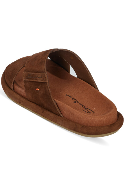 Шлепанцы SANTONI  - Замша - цвет коричневый
