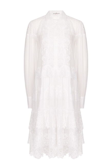 Платье-шемизье с кружевом ERMANNO SCERVINO