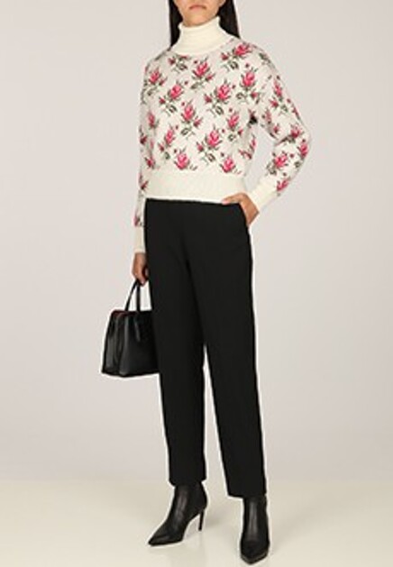 Белый свитер с цветочным принтом и вышивкой VALENTINO RED