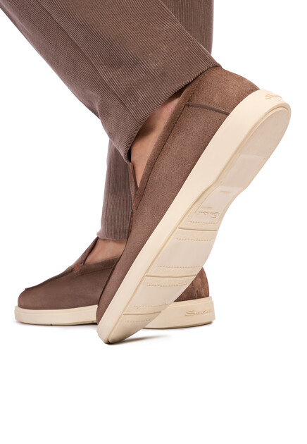 Лоферы SANTONI  - Замша - цвет коричневый