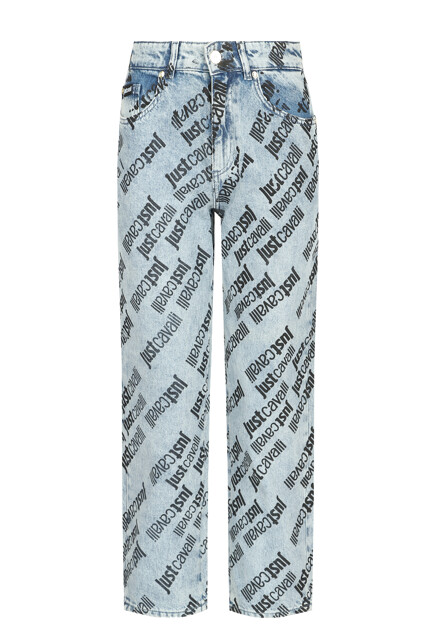 Джинсы прямого кроя со сплошным лого-паттерном  JUST CAVALLI