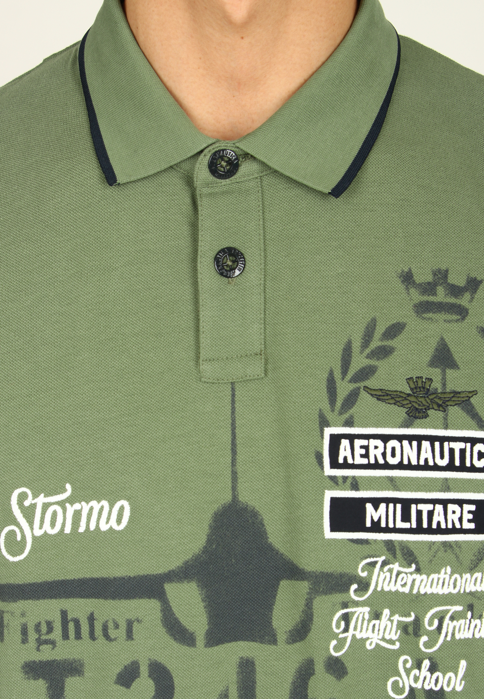 Поло AERONAUTICA MILITARE  - Хлопок - цвет зеленый