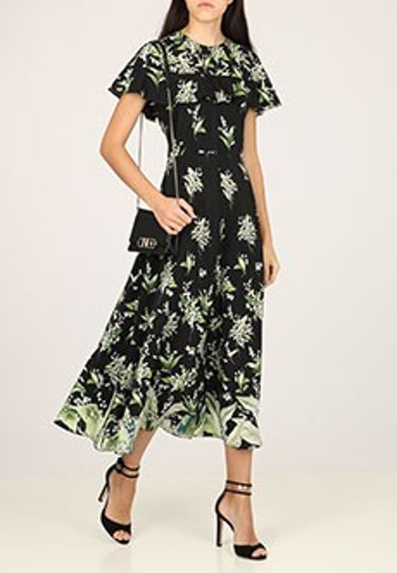 Миди-платье с оборками VALENTINO RED