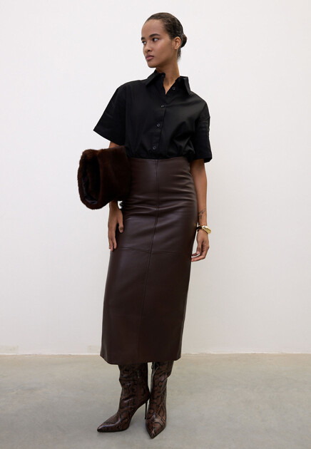 Кожаная макси юбка THE REAL BASE  - Кожа