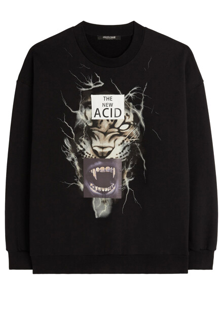 Свитшот с принтом Tiger And Teeth ROBERTO CAVALLI