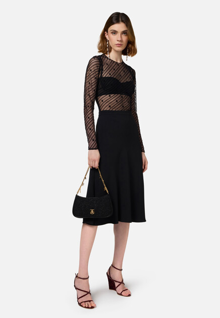 Боди из тюля с флокированным рисунком ELISABETTA FRANCHI - ИТАЛИЯ