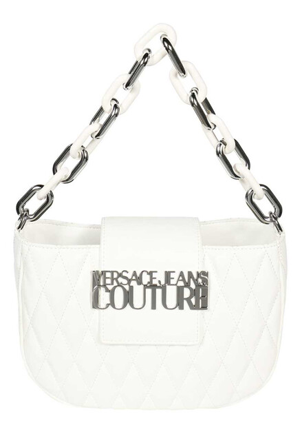 Белая сумка с серебряной фурнитурой VERSACE JEANS COUTURE
