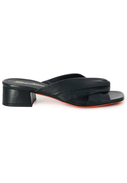 Кожаные мюли на низком каблуке SANTONI - ИТАЛИЯ