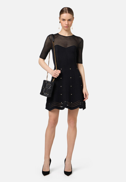 Мини-платье из вискозы с шевронным мотивом ELISABETTA FRANCHI - ИТАЛИЯ