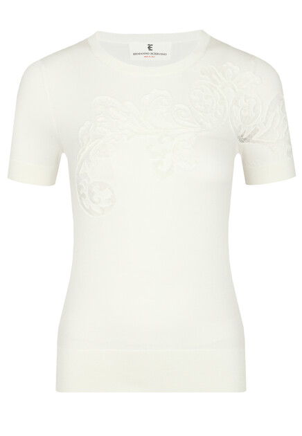Джемпер с коротким рукавом с кружевом  ERMANNO SCERVINO