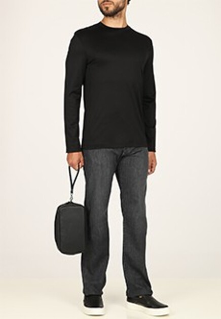 Черный лонгслив из эластичного хлопка  EMPORIO ARMANI