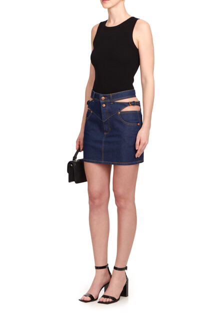 Юбка из денима с фигурными вырезами  VERSACE JEANS COUTURE - ИТАЛИЯ