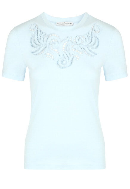 Футболка с ажурной вышивкой ERMANNO SCERVINO