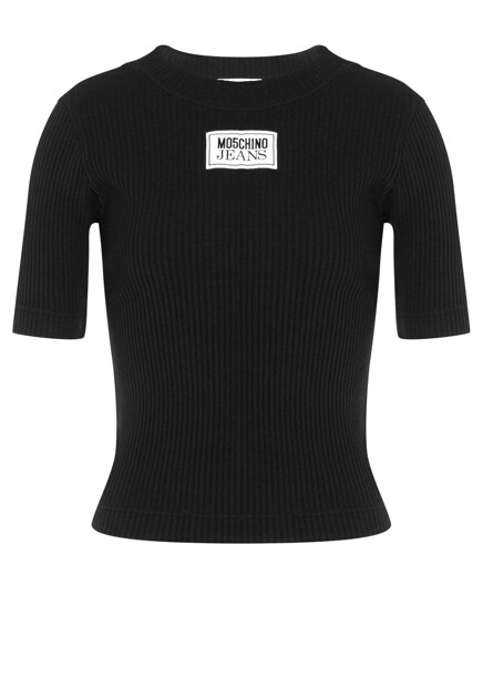 Футболка в рубчик с логотипом MOSCHINO JEANS