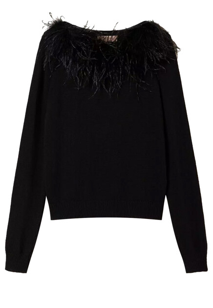 Джемпер с декором из перьев  TWINSET Milano