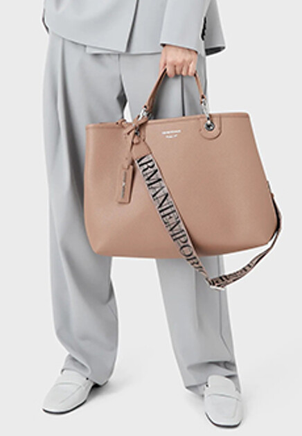 Большой шоппер с тиснением под оленью кожу EMPORIO ARMANI