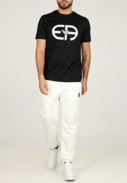 Футболка из смесового джерси с логотипом EMPORIO ARMANI
