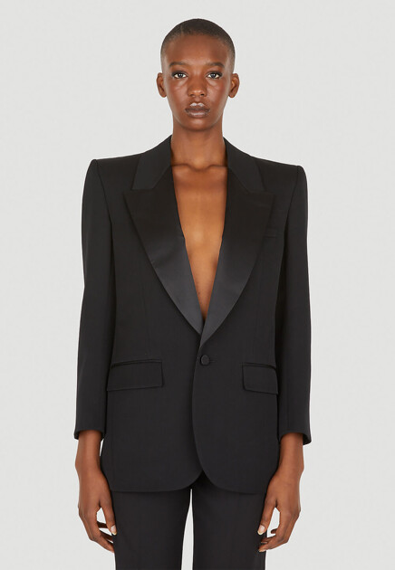 Однобортный пиджак с заостренными лацканами SAINT LAURENT