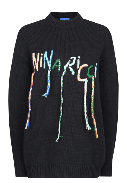 Джемпер из шерсти мериноса с вышитым логотипом NINA RICCI
