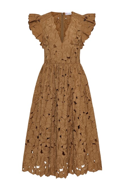 Платье из тафты с ажурным мотивом VALENTINO RED