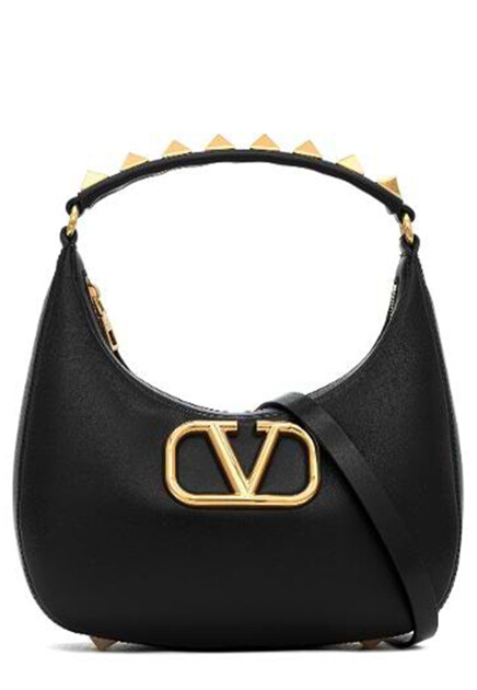 Черная сумка с золотистым декором VALENTINO