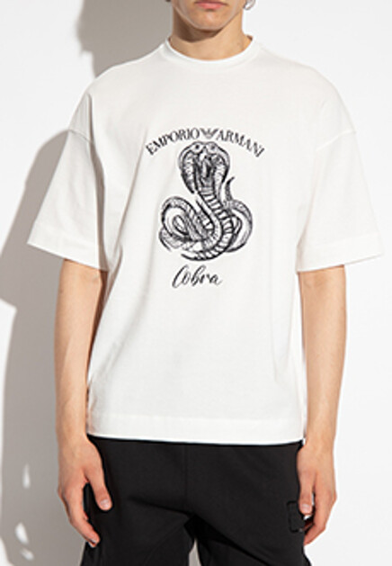 Футболка с принтом из джерси  EMPORIO ARMANI
