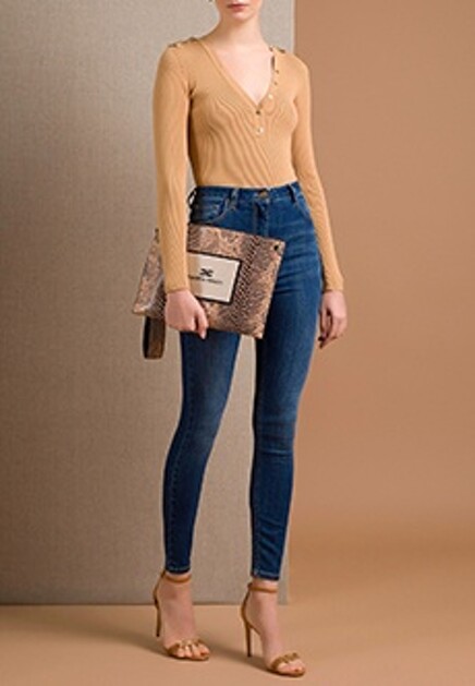 Трикотажный пуловер в рубчик ELISABETTA FRANCHI