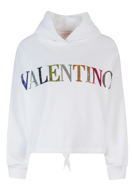 Укороченное худи с логотипом из пайеток VALENTINO