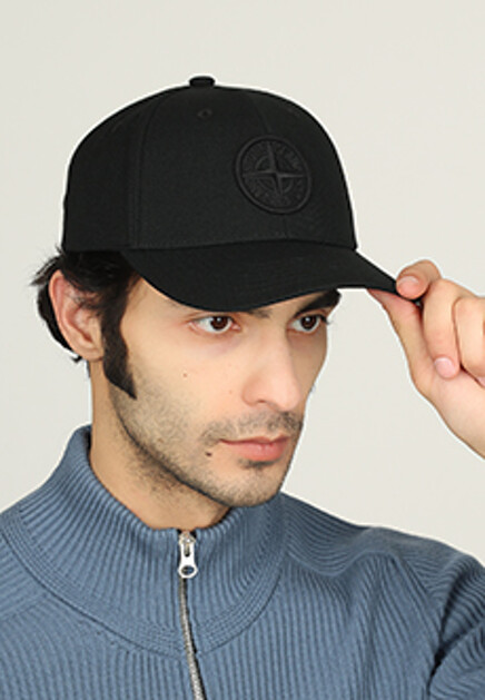 Черная бейсболка из хлопка STONE ISLAND