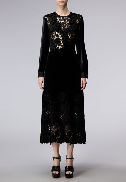 Бархатное платье с кружевными вставками ELIE SAAB