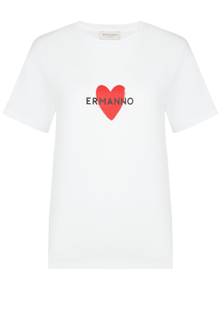 Футболка из хлопка с принтом ERMANNO FIRENZE