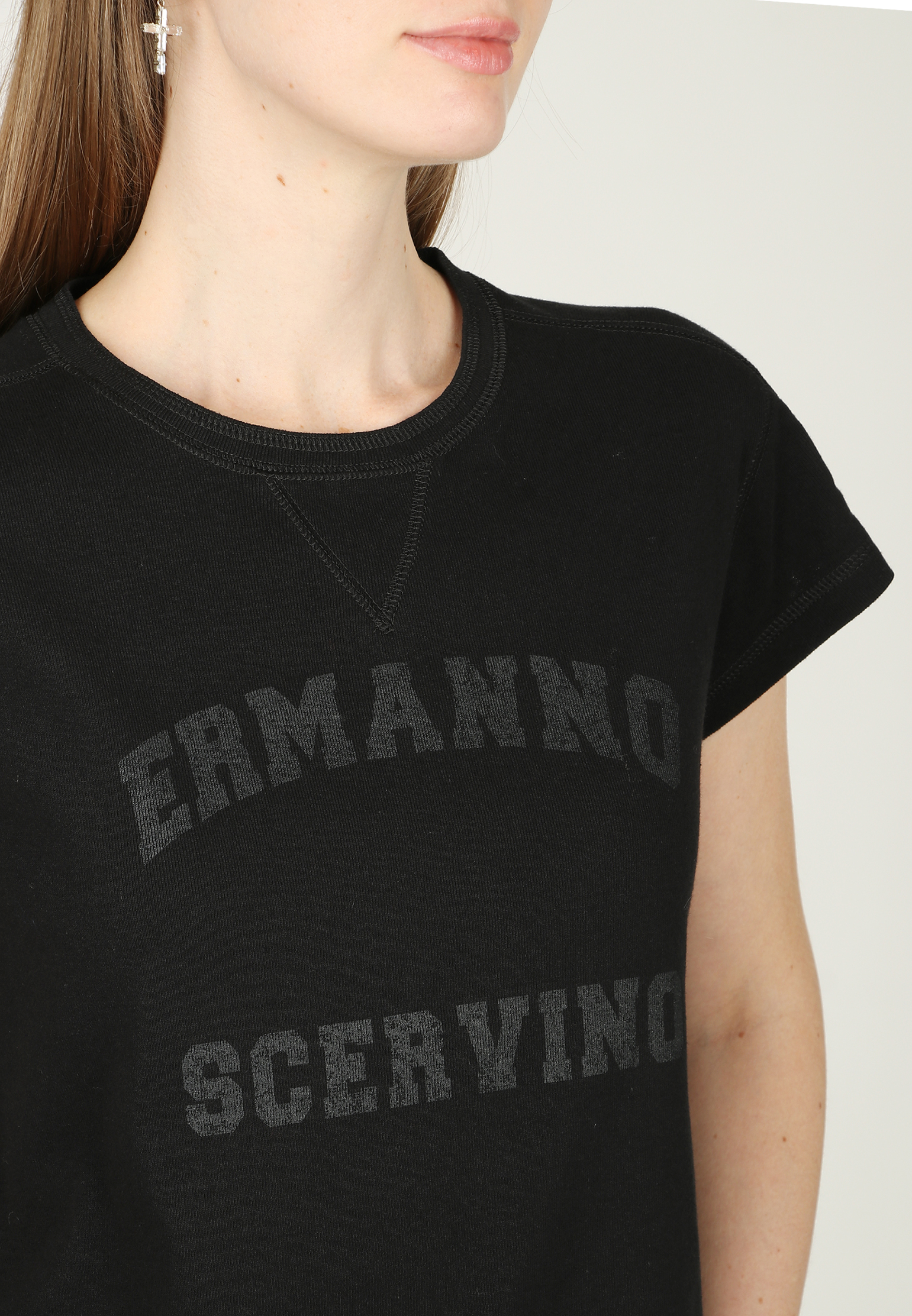 Футболка ERMANNO SCERVINO  - Хлопок - цвет черный