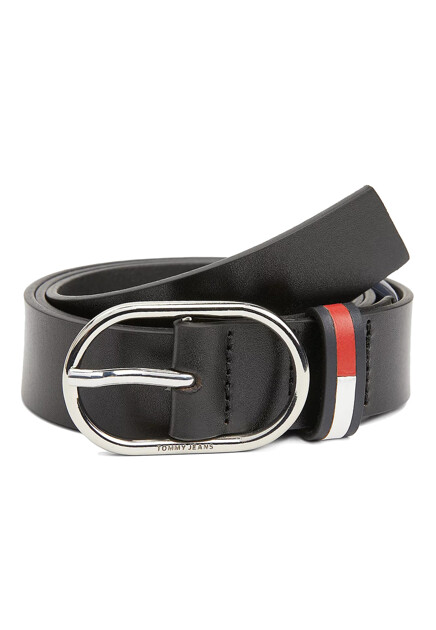 Черный ремень с фирменным декором TOMMY HILFIGER