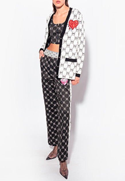 Кардиган с жаккардовым узором Love Birds Monogram PINKO