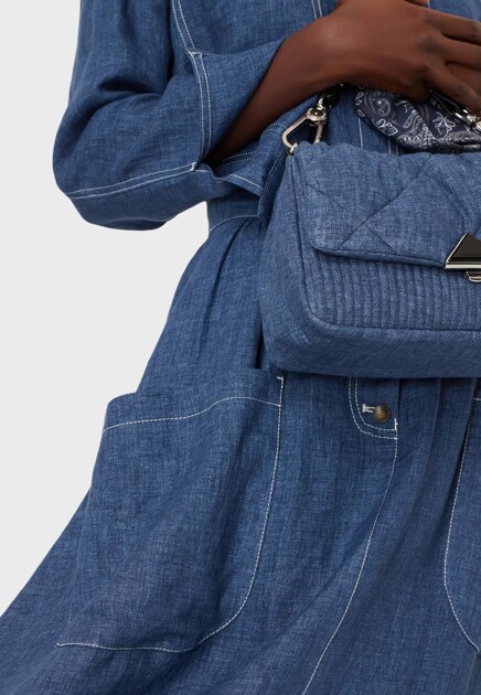 Длинная юбка Capsule Denim из льна шамбре EMPORIO ARMANI