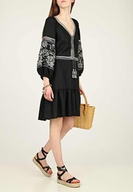 Платье с кружевом изо льна  ERMANNO SCERVINO