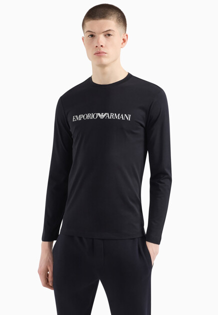 Лонгслив EMPORIO ARMANI  - Хлопок - цвет синий