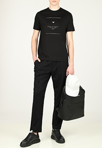 Хлопковая футболка с логотипом EMPORIO ARMANI