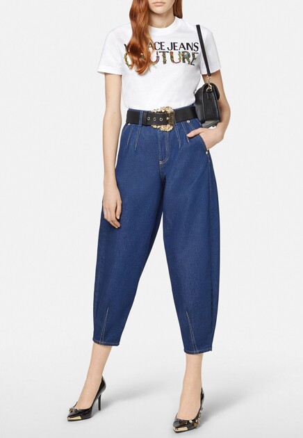 Белая футболка с логотипом VERSACE JEANS COUTURE - ИТАЛИЯ